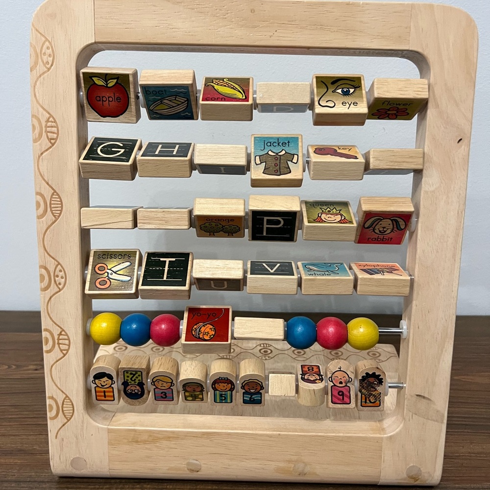 B TOYS Wood Educational Easel Style Learn the Alphabet Counting Numbers Colors